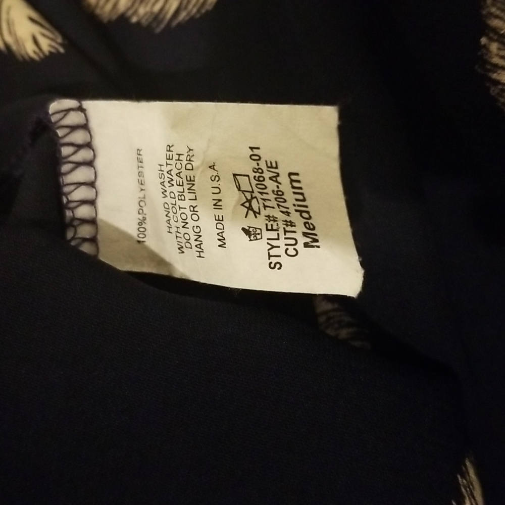 Pixley Long Sleeve Navy With Cream Leaf Print Pullover Top - Picture 8 of 8